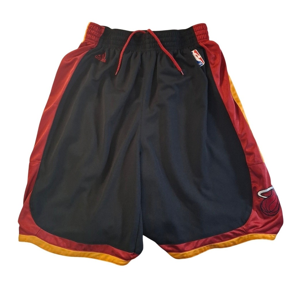 Adidas NBA Miami Heat Basketball Shorts Mens Large Black Red Yellow